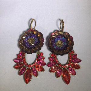 Reclaimed Vintage Crystal and Sequin Earrings